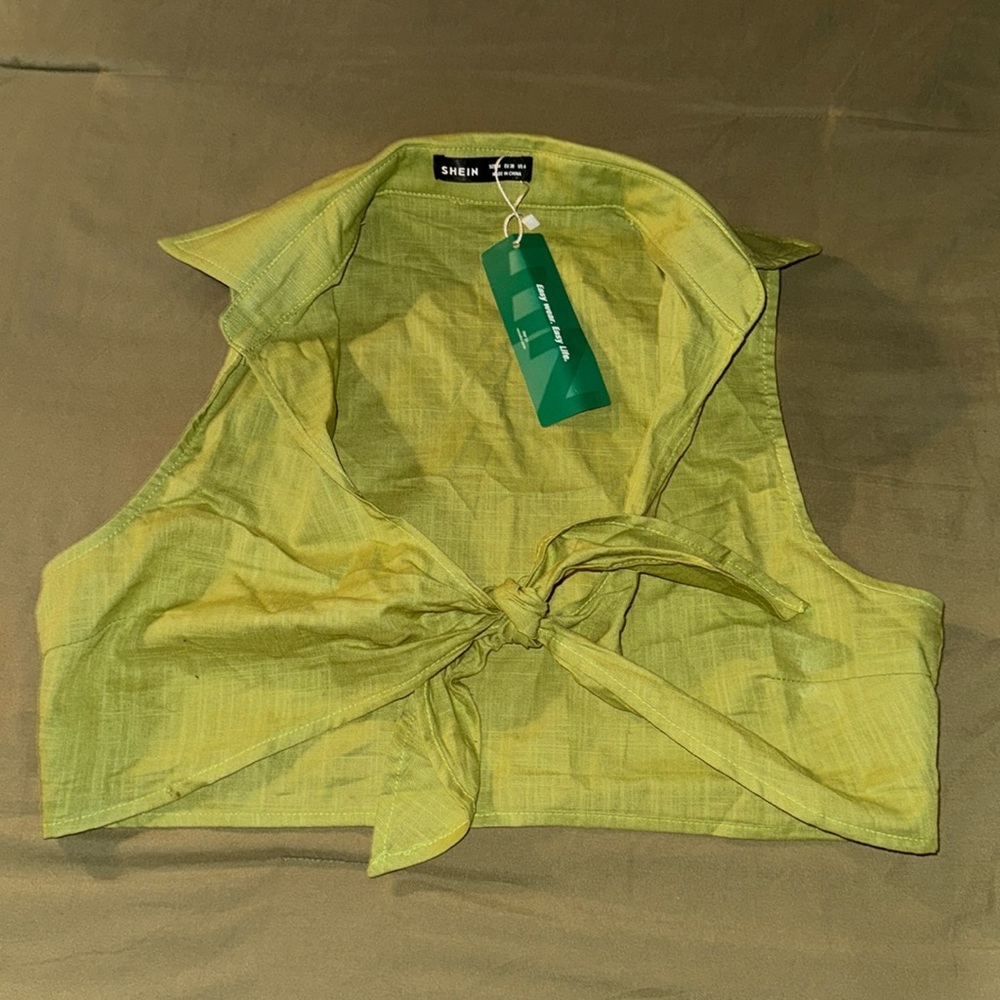 Brand New Green Front Tie Top